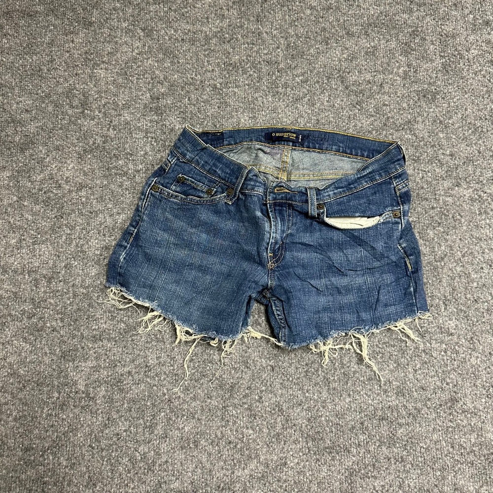 Levi's Denim Shorts Womens Size 5 Blue 524 Superlow Cut Off Frayed Hem Stretch